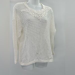 Agendá Loose Knit Crochet Pullover Size M